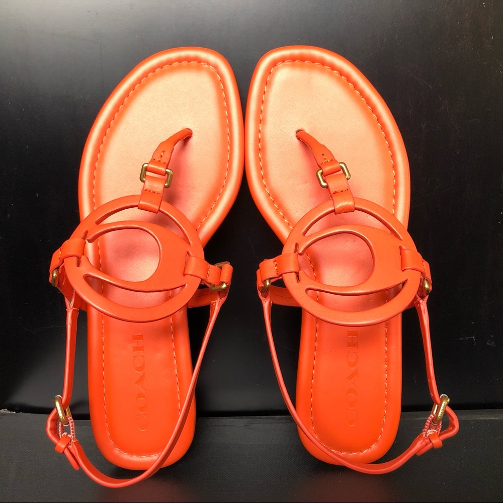 Jeri Logo Thong Sandals Size 6.5, Orange Color